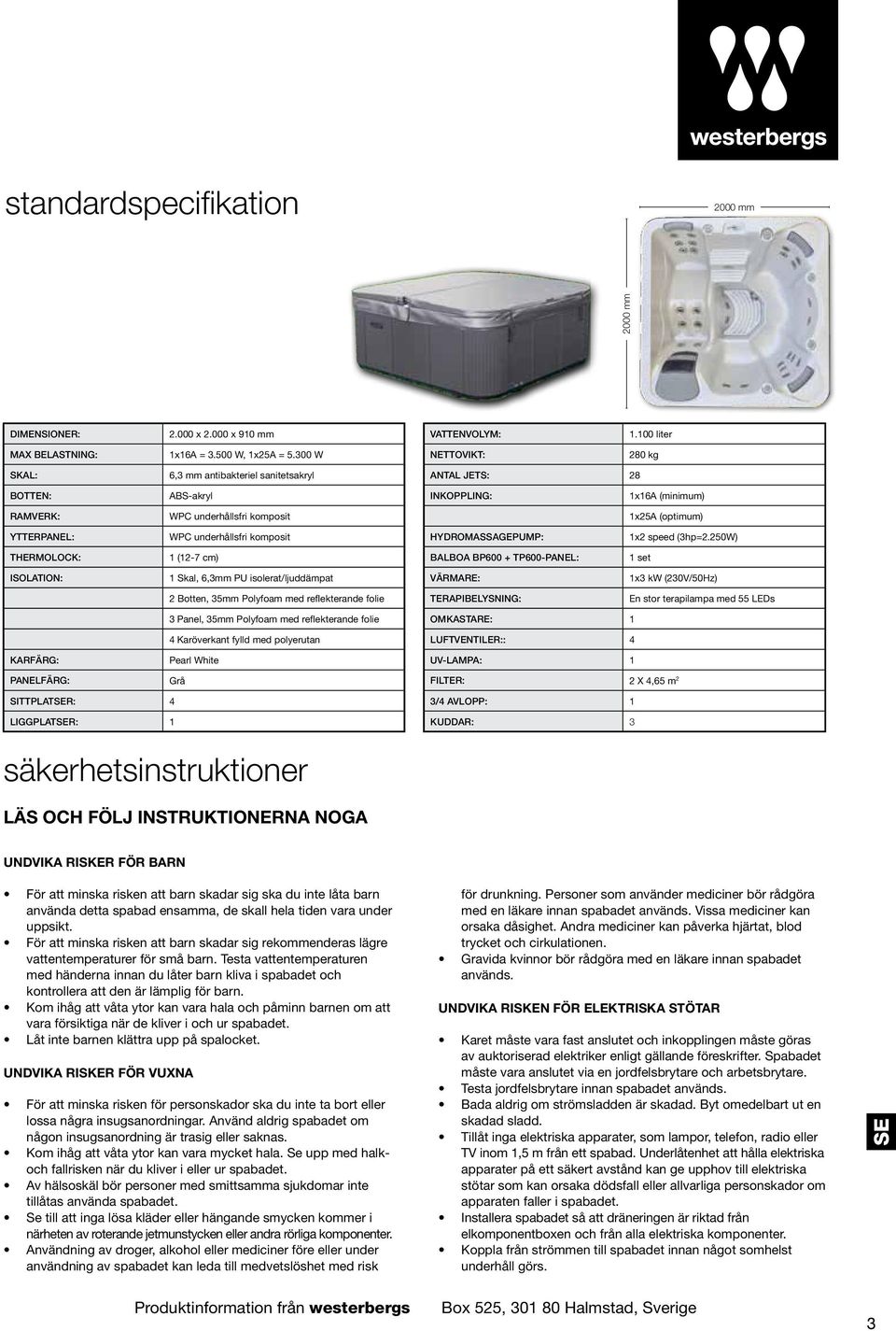 underhållsfri komposit HYDROMASSAGEPUMP: 1x2 speed (3hp=2.