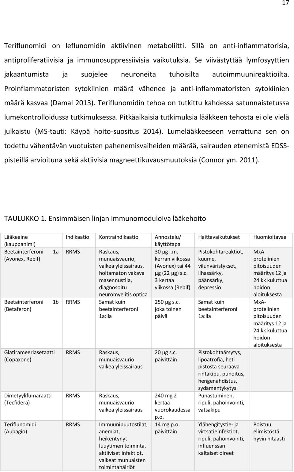 Proinflammatoristen sytokiinien määrä vähenee ja anti-inflammatoristen sytokiinien määrä kasvaa (Damal 2013).