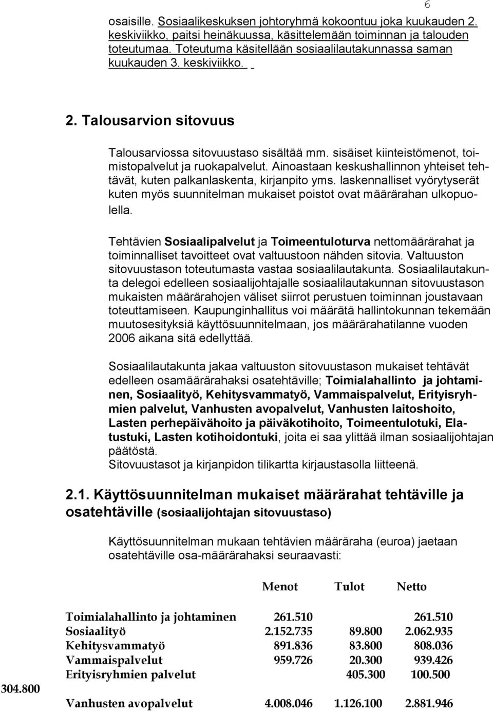 sisäiset kiin teis tö menot, toimis topal ve lut ja ruokapalvelut. Ainoastaan kes kushal linnon yh tei set tehtävät, kuten palkan lasken ta, kirjanpito yms.