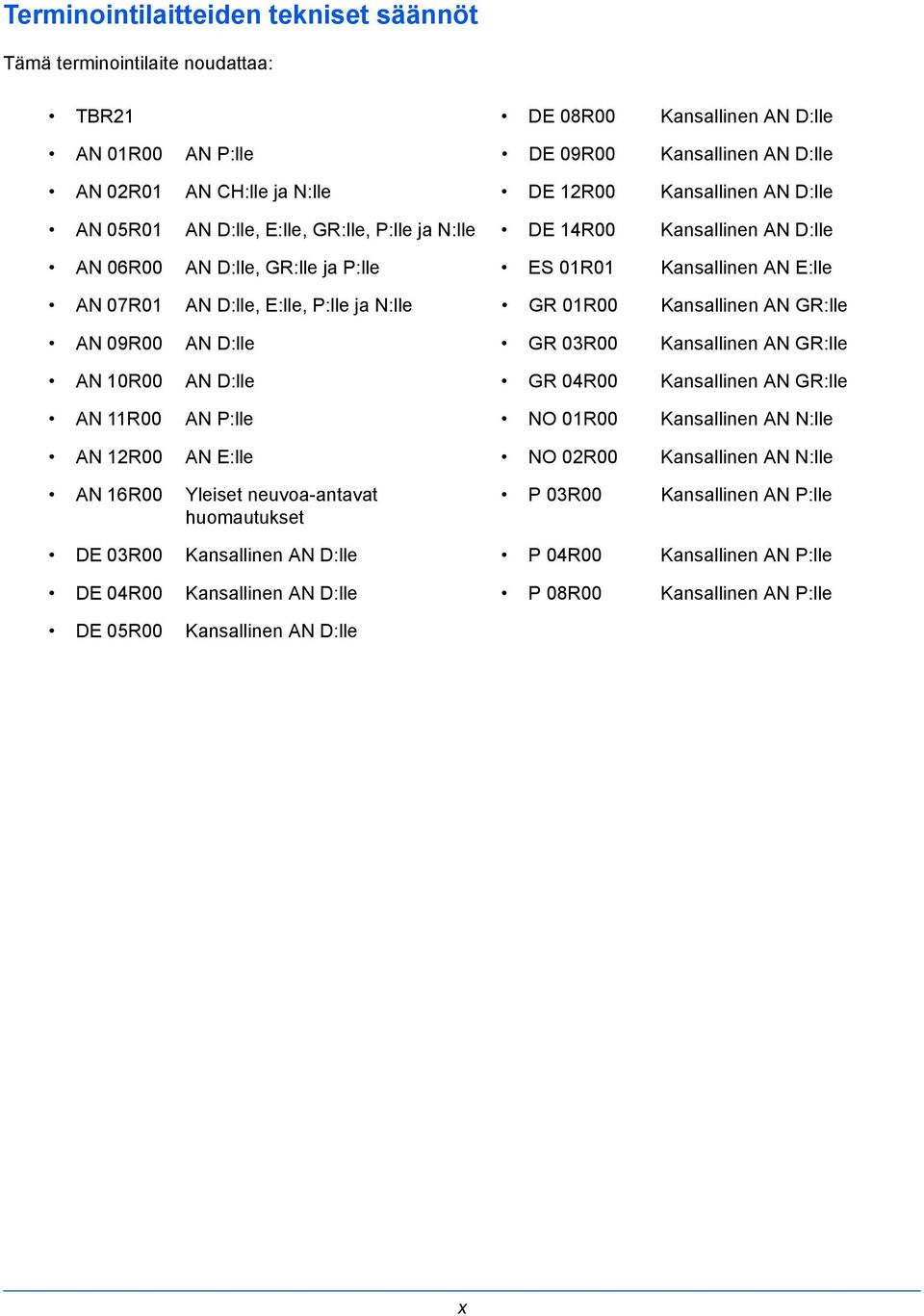 N:lle GR 01R00 Kansallinen AN GR:lle AN 09R00 AN D:lle GR 03R00 Kansallinen AN GR:lle AN 10R00 AN D:lle GR 04R00 Kansallinen AN GR:lle AN 11R00 AN P:lle NO 01R00 Kansallinen AN N:lle AN 12R00 AN