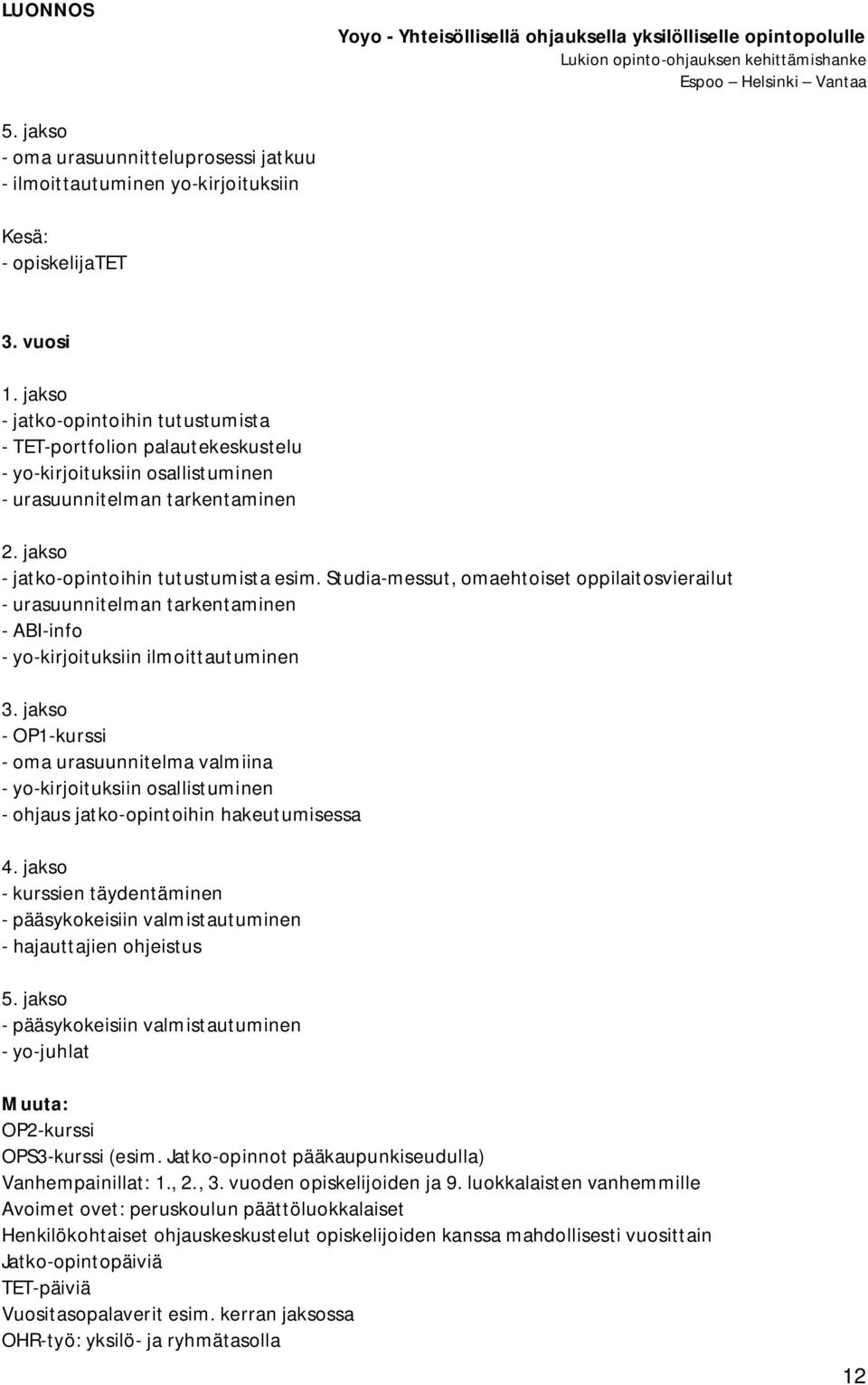 Studia-messut, omaehtoiset oppilaitosvierailut - urasuunnitelman tarkentaminen - ABI-info - yo-kirjoituksiin ilmoittautuminen 3.