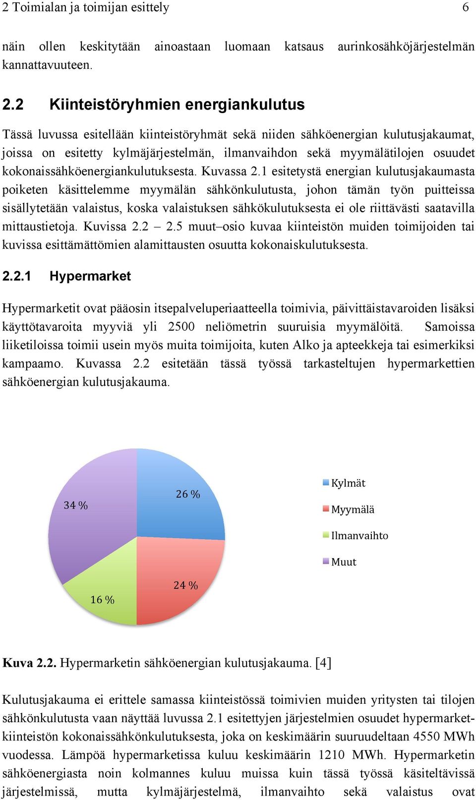 kokonaissähköenergiankulutuksesta. Kuvassa 2.