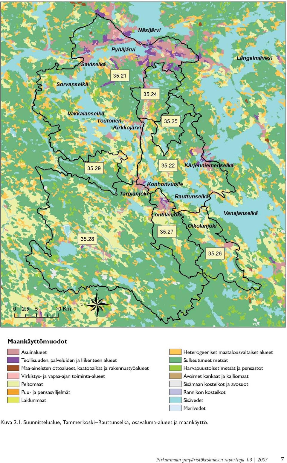 Rauttunselkä, osavaluma-alueet