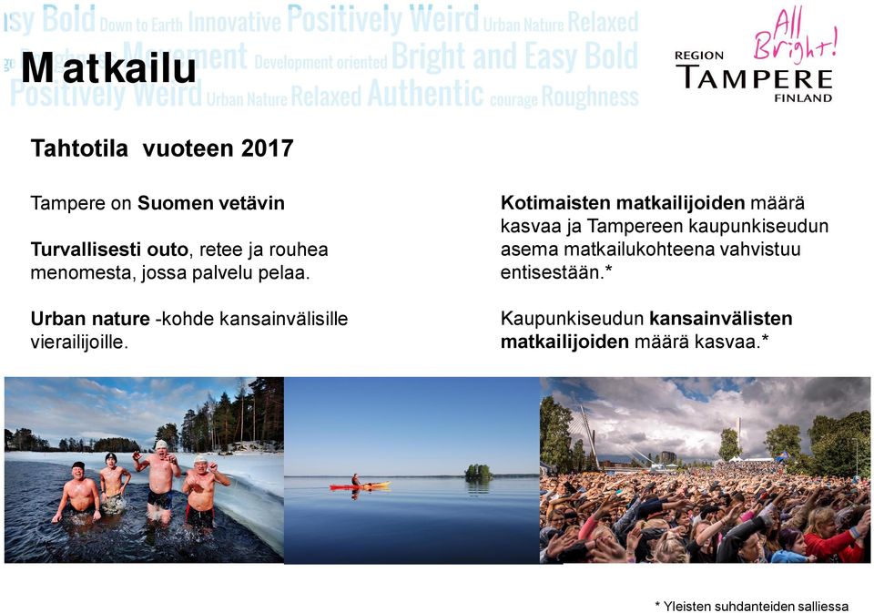 Kotimaisten matkailijoiden määrä kasvaa ja Tampereen kaupunkiseudun asema matkailukohteena