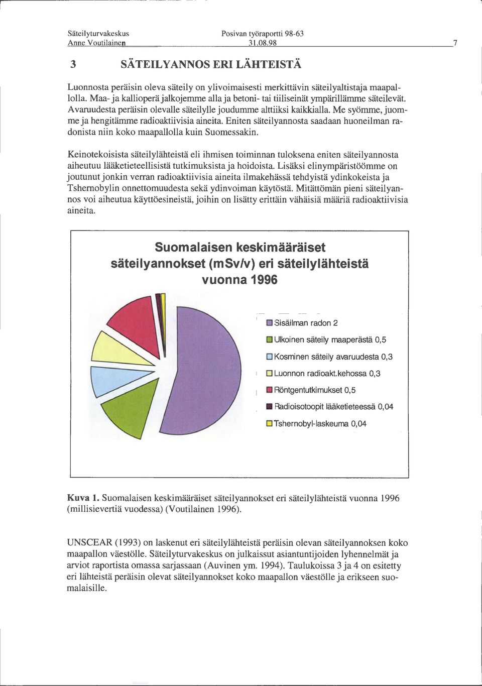 Me syömme, juomme ja hengitämme radioaktiivisia aineita. Eniten säteilyannosta saadaan huoneilman radonista niin koko maapallolla kuin Suomessakin.
