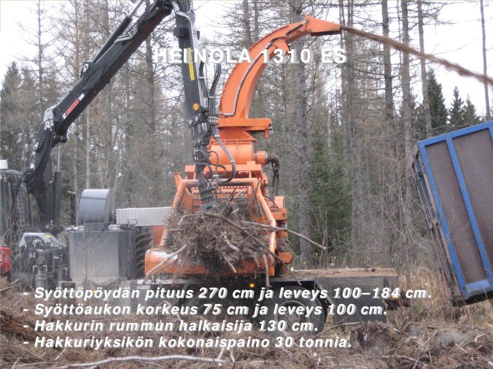 - Syöttöaukon korkeus 75 cm ja leveys 100 cm.
