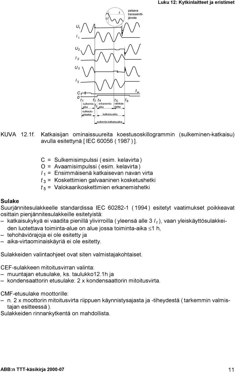 klavra ) I = Ensmmäsnä kakasvan navan vra 3 = Koskmn galvaannn koskshk 5 = Valokaarkoskmn rkanmshk Slak Srjännslakkll sandardssa IEC 608- ( 994 ) sy vaamks pokkava osan pnjännslakkll sysä: kakaskykyä