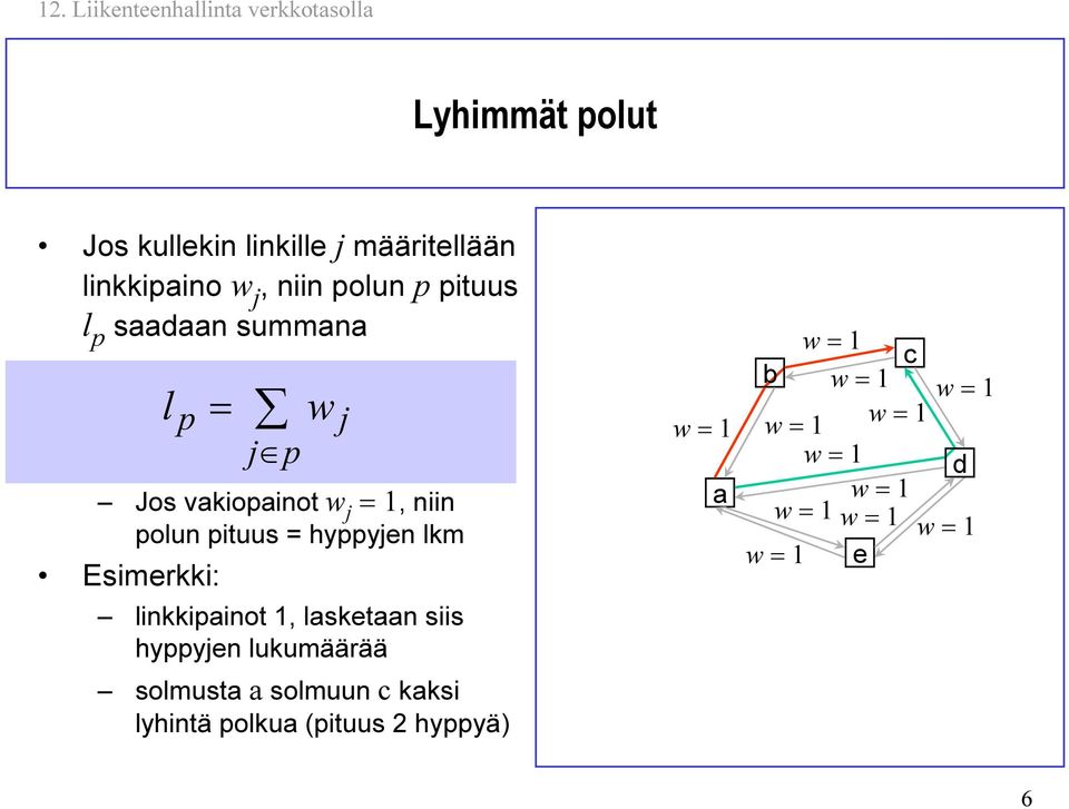 hyppyjen lkm Esimerkki: linkkipinot 1, lsketn siis hyppyjen lukumäärää solmust solmuun kksi