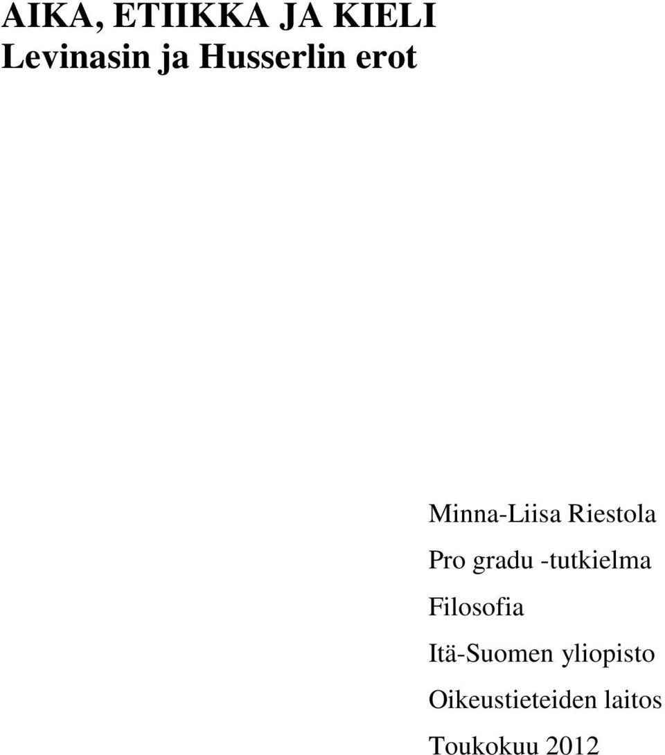 gradu -tutkielma Filosofia Itä-Suomen