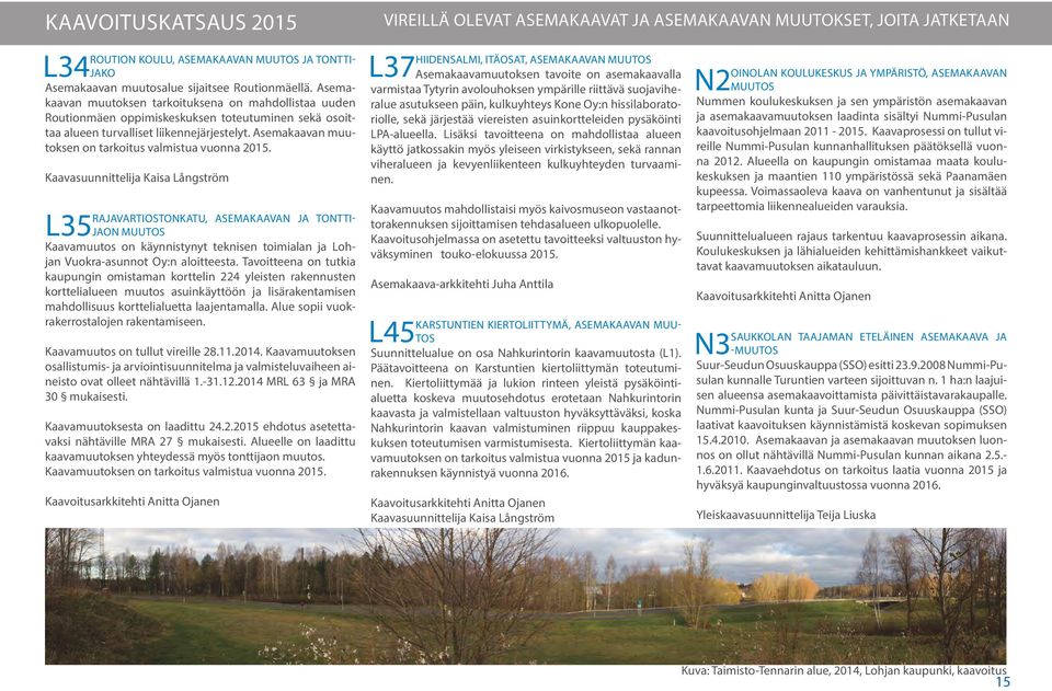 Asemakaavan muutoksen on tarkoitus valmistua vuonna 2015.