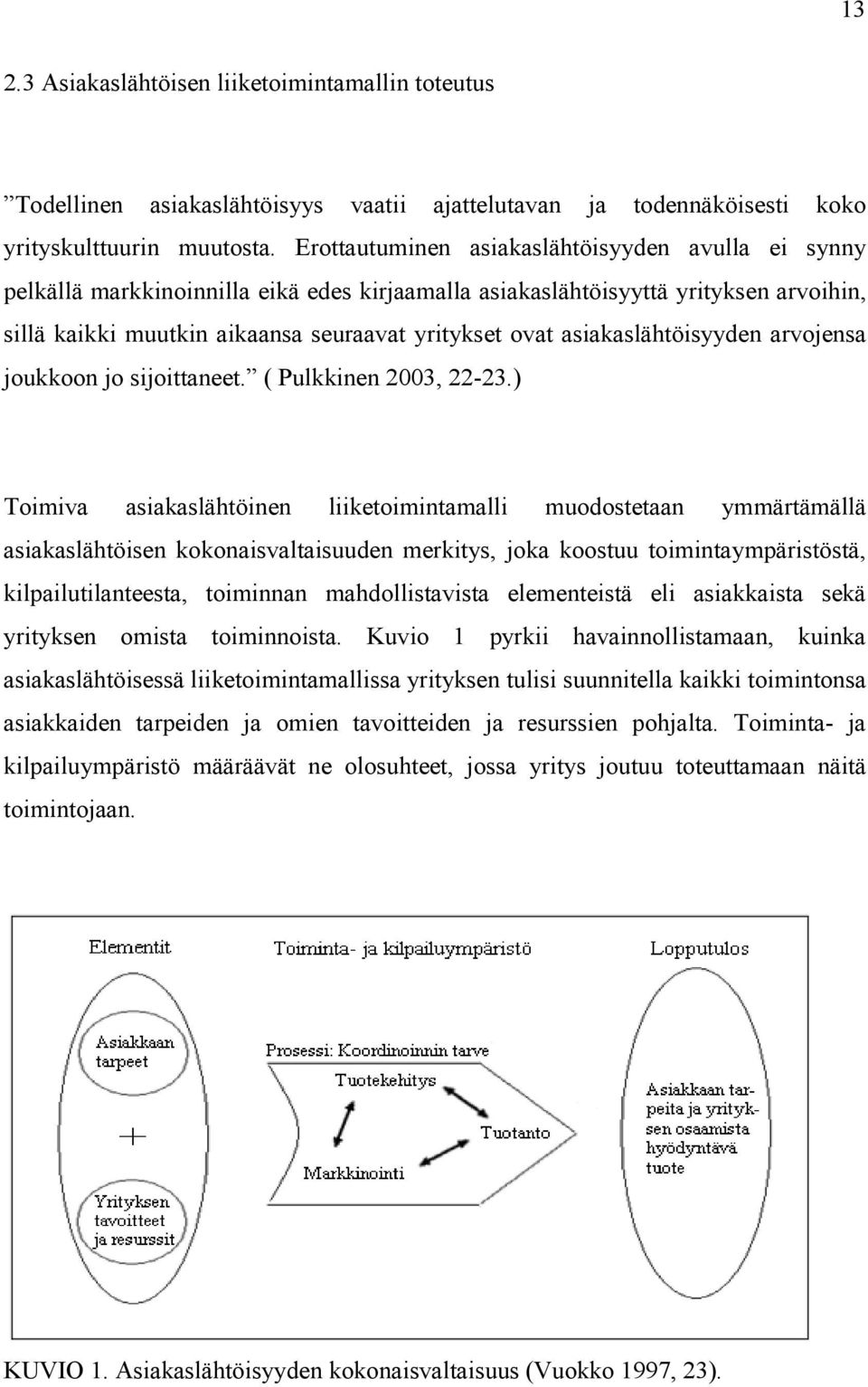 asiakaslähtöisyyden arvojensa joukkoon jo sijoittaneet. ( Pulkkinen 2003, 22-23.