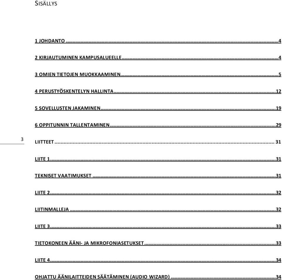 .. 29 3 LIITTEET... 31 LIITE 1... 31 TEKNISET VAATIMUKSET... 31 LIITE 2... 32 LIITINMALLEJA... 32 LIITE 3.