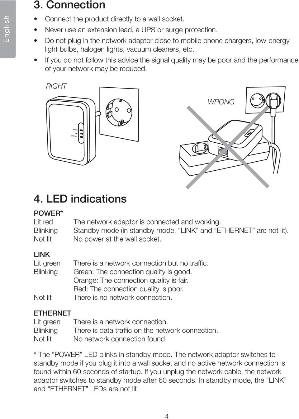 If you do not follow this advice the signal quality may be poor and the performance of your network may be reduced. RIGHT WRONG 4.