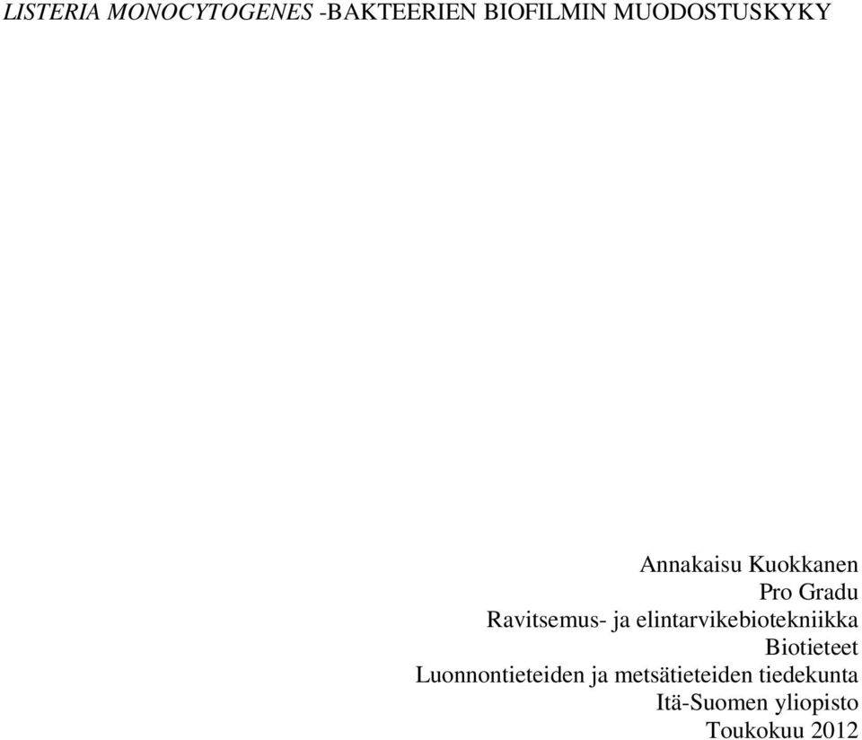 Ravitsemus- ja elintarvikebiotekniikka Biotieteet