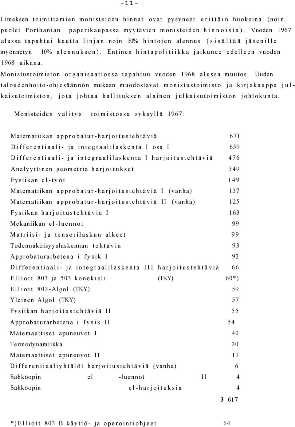 Monistustoimiston organisaatiossa tapahtuu vuoden 1968 alussa muutos: Uuden taloudenhoito-ohjesäännön mukaan muodostavat monistustoimisto ja kirjakauppa julkaisutoimiston, jota johtaa hallituksen