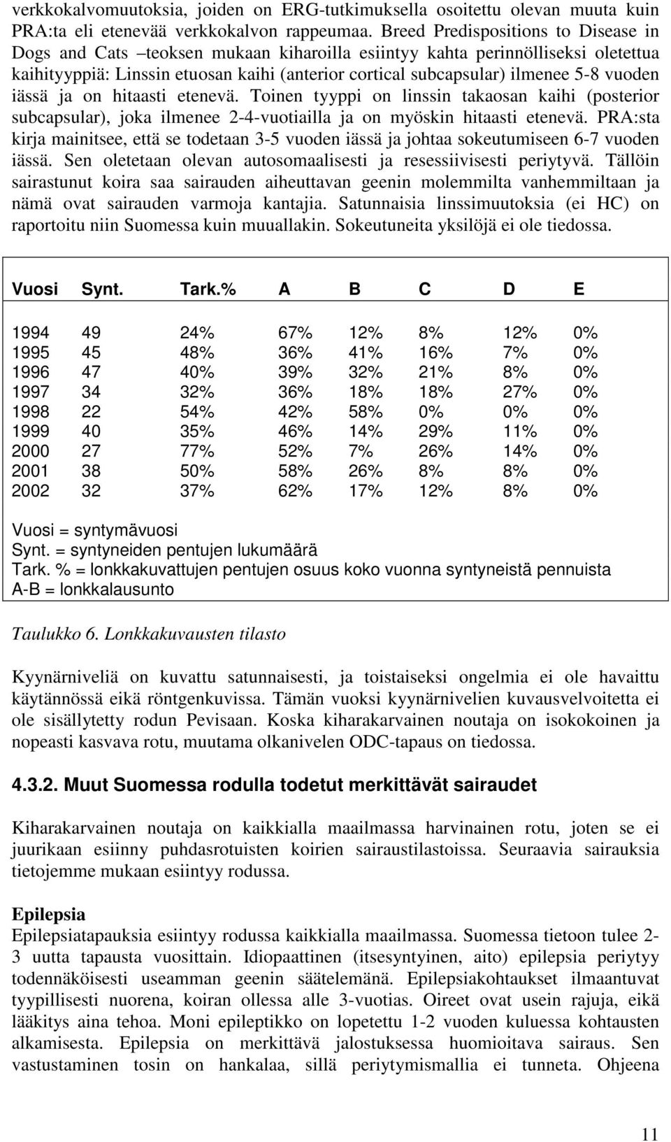 vuoden iässä ja on hitaasti etenevä. Toinen tyyppi on linssin takaosan kaihi (posterior subcapsular), joka ilmenee 2-4-vuotiailla ja on myöskin hitaasti etenevä.