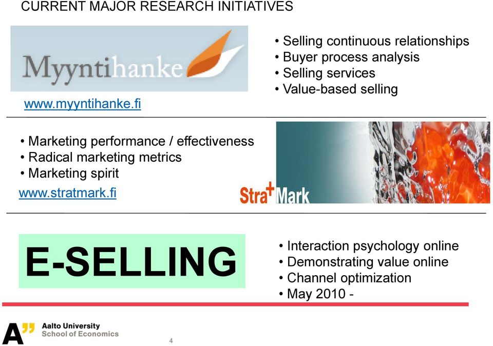 Value-based selling Marketing performance / effectiveness Radical marketing metrics