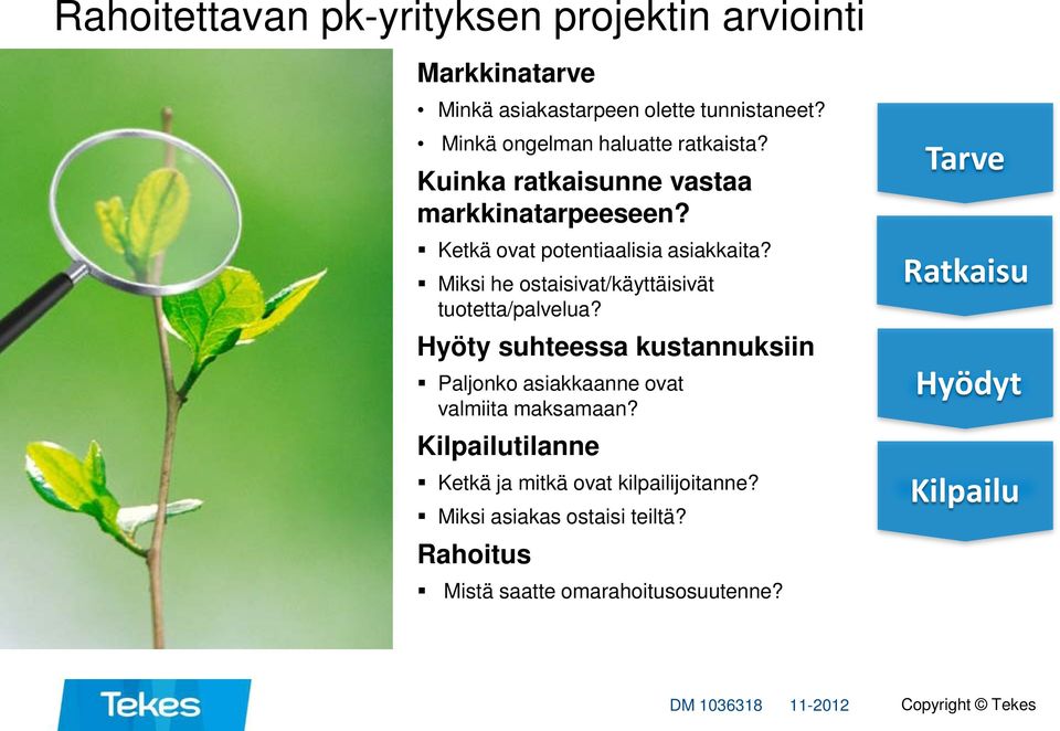 Miksi he ostaisivat/käyttäisivät tuotetta/palvelua? Hyöty suhteessa kustannuksiin Paljonko asiakkaanne ovat valmiita maksamaan?