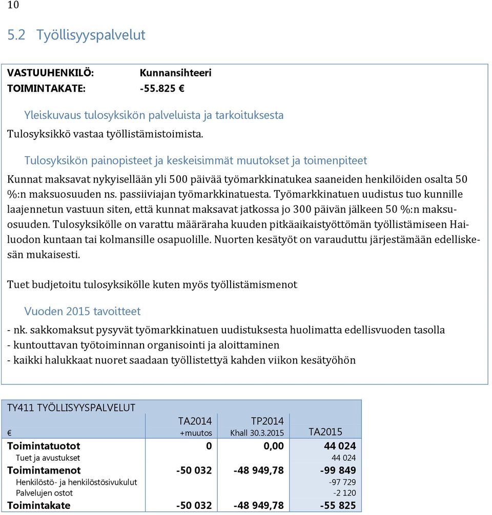 passiiviajan työmarkkinatuesta. Työmarkkinatuen uudistus tuo kunnille laajennetun vastuun siten, että kunnat maksavat jatkossa jo 300 päivän jälkeen 50 %:n maksuosuuden.