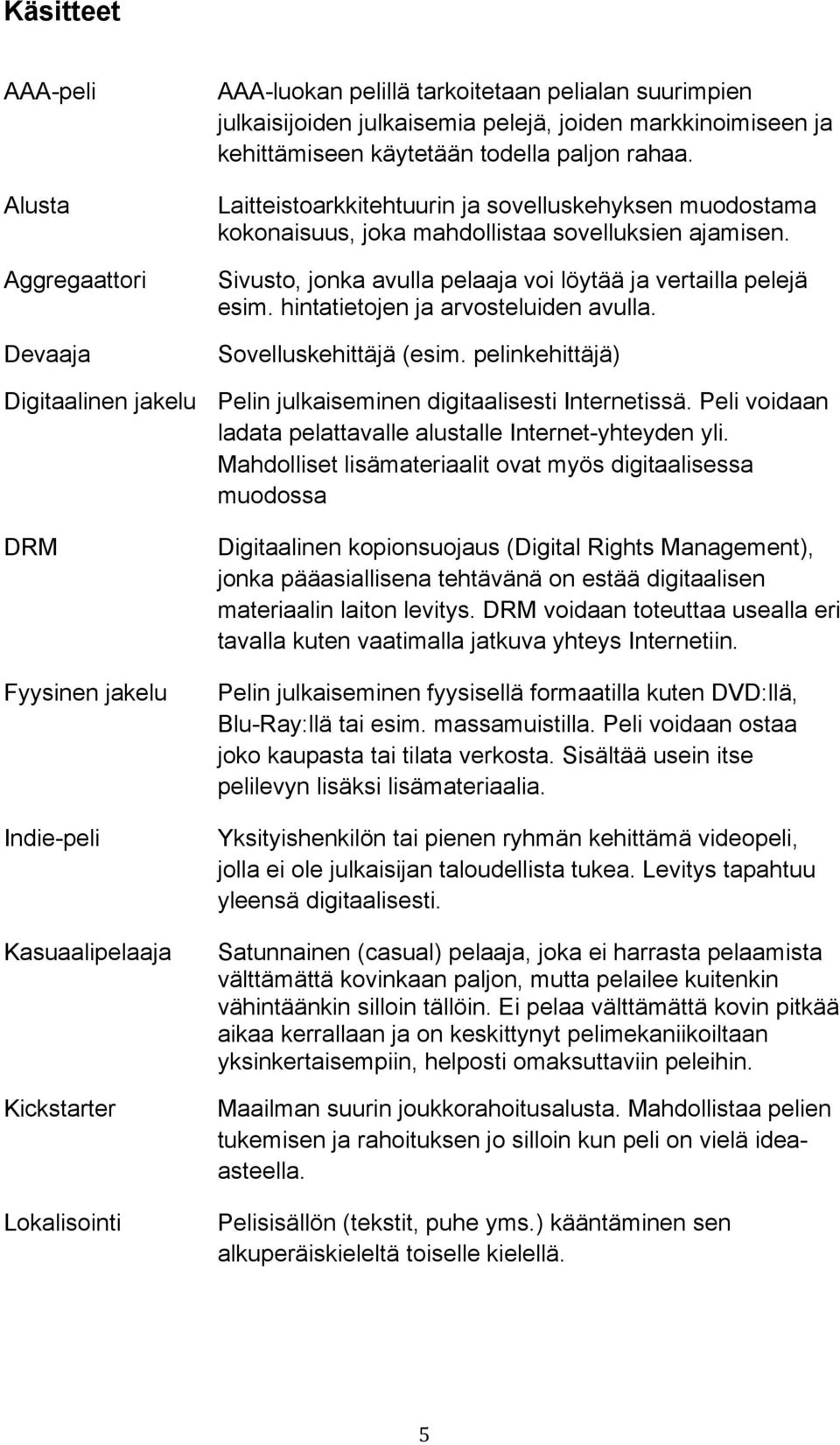 hintatietojen ja arvosteluiden avulla. Sovelluskehittäjä (esim. pelinkehittäjä) Digitaalinen jakelu Pelin julkaiseminen digitaalisesti Internetissä.