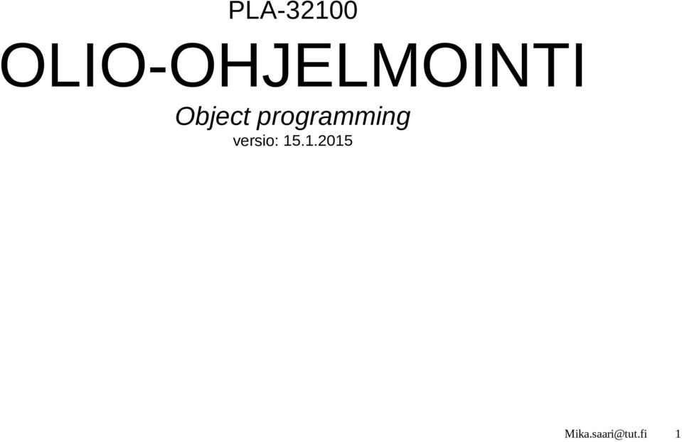 Object programming
