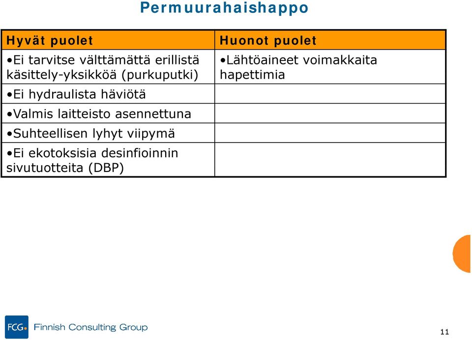 laitteisto asennettuna Suhteellisen lyhyt viipymä Ei ekotoksisia