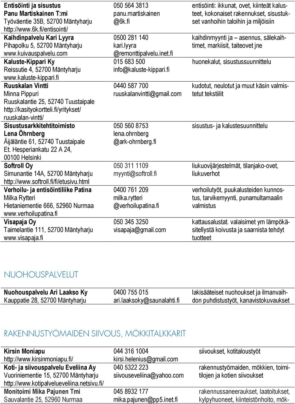 fi/yritykset/ ruuskalan-vintti/ Sisustusarkkitehtitoimisto Lena Öhrnberg Äijäläntie 61, 52740 Tuustaipale Et.