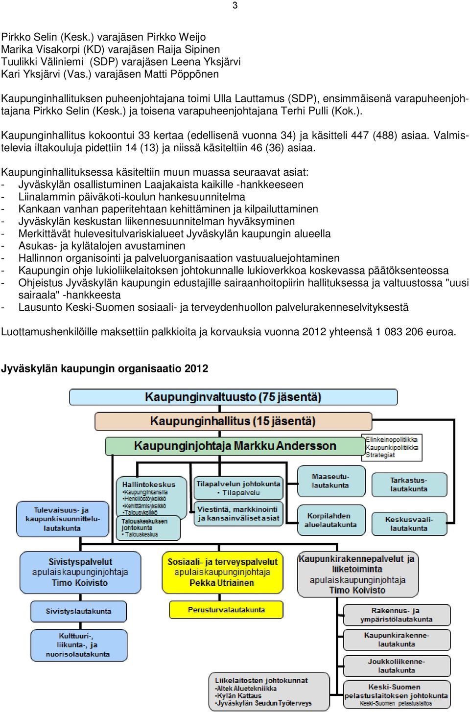 Valmistelevia iltakouluja pidettiin 14 (13) ja niissä käsiteltiin 46 (36) asiaa.