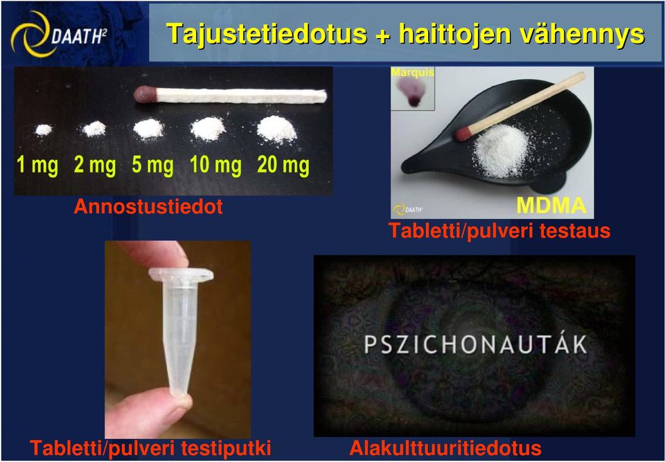 Tajustetiedotus + haittojen