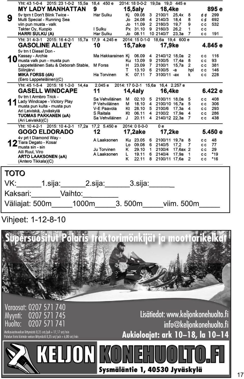 Väliajat: 500m 1 000m 3.