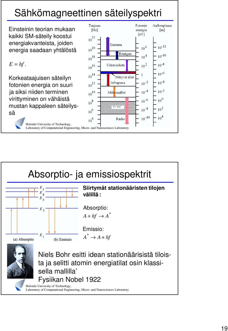 Korkeataajuisen säteilyn fotonien energia on suuri ja siksi niiden terminen virittyminen on vähäistä mustan kappaleen säteilyssä