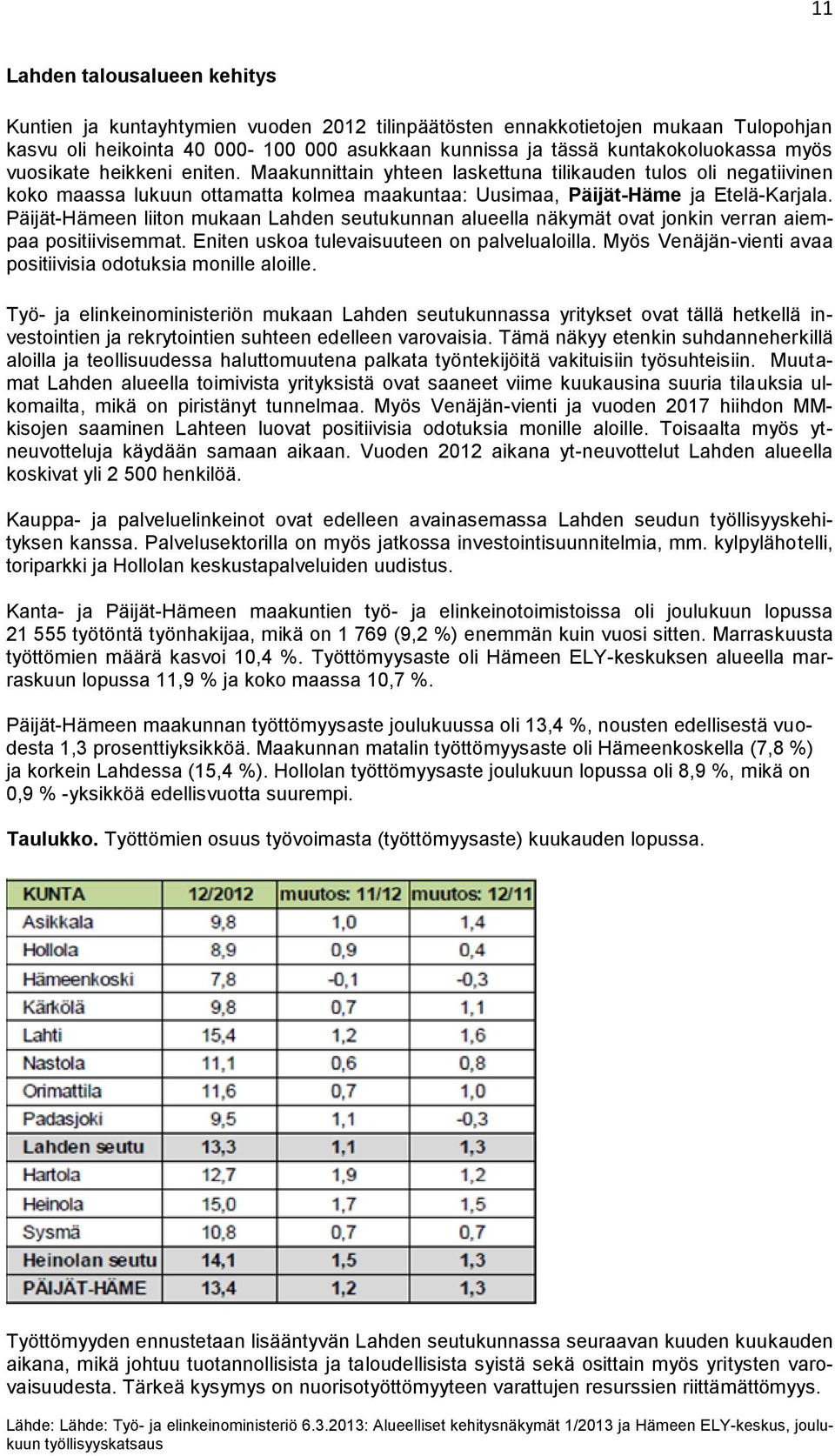 Päijät-Hämeen liiton mukaan Lahden seutukunnan alueella näkymät ovat jonkin verran aiempaa positiivisemmat. Eniten uskoa tulevaisuuteen on palvelualoilla.