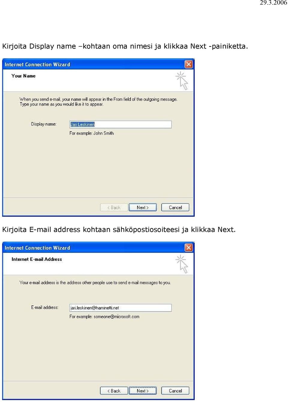 Kirjoita E-mail address kohtaan