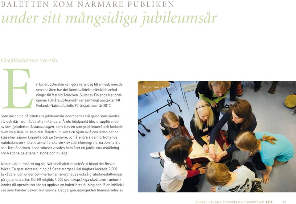 Kuule, minä sävellän! Som invigning på balettens jubileumsår anordnades två galor som sändes i tv och därmed nådde alla finländare.