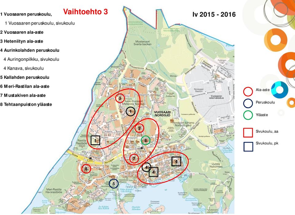 sivukoulu Kanava, sivukoulu 5 Kallahden peruskoulu 6 Meri-Rastilan ala-aste 7