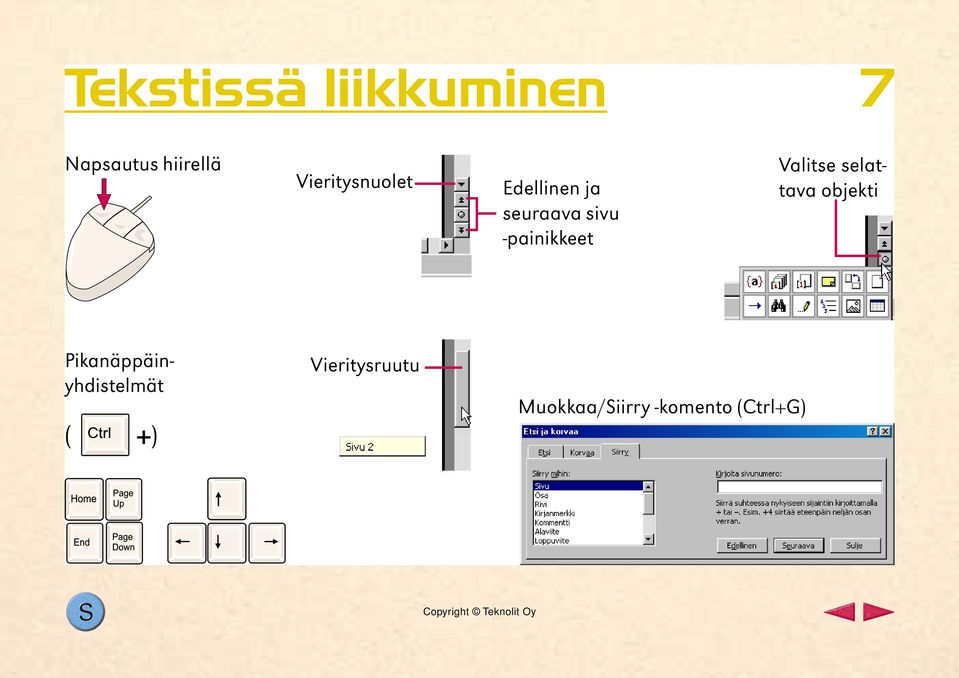 -painikkeet Valitse selattava objekti