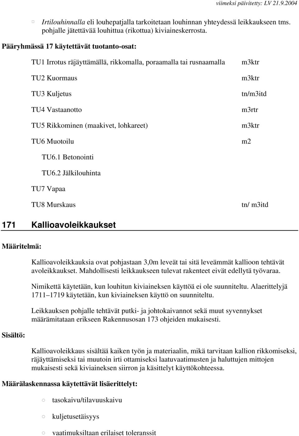 m3ktr m3ktr tn/m3itd m3rtr m3ktr m2 TU6.1 Betonointi TU6.