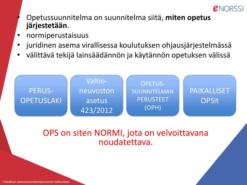 tekijä lainsäädännön ja käytännön opetuksen välissä PERUS- OPETUSLAKI Valtioneuvoston asetus