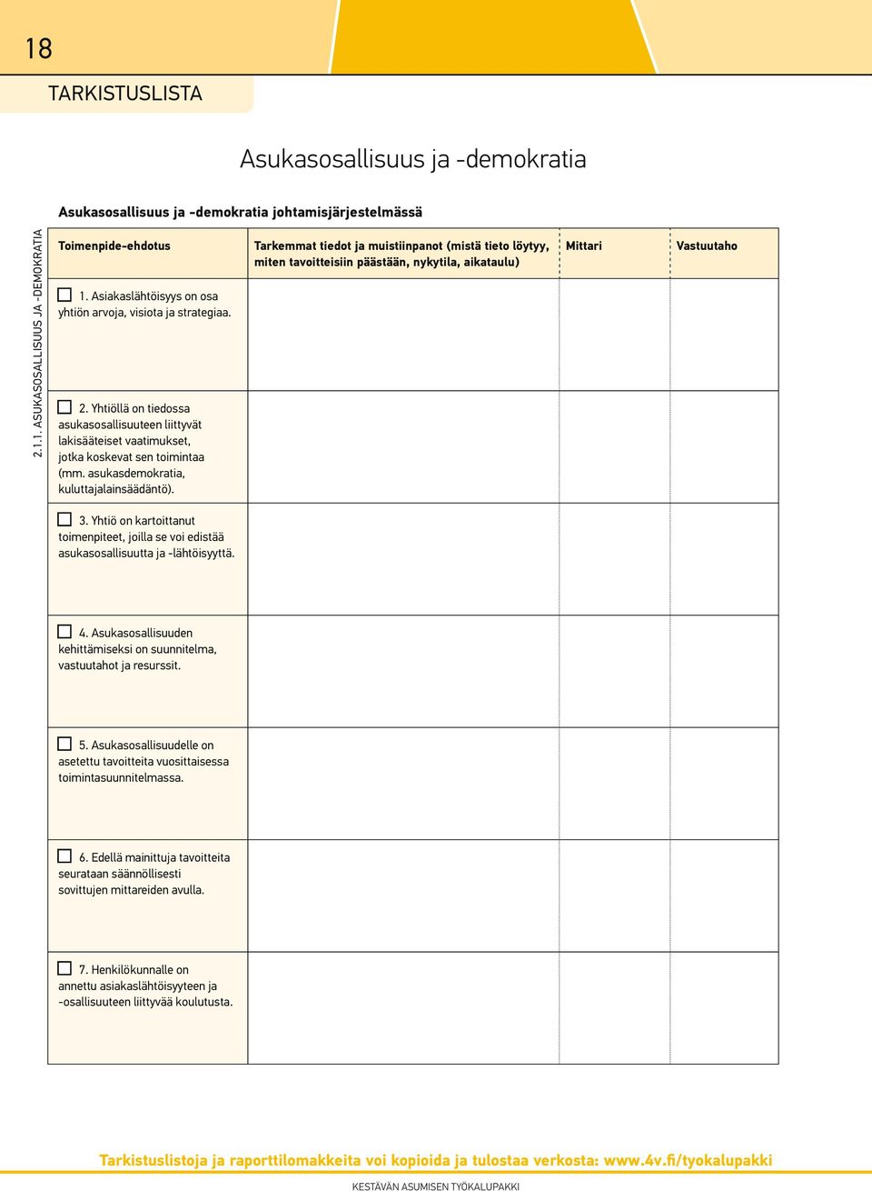 asukasdemokratia, kuluttajalainsäädäntö). Tarkemmat tiedot ja muistiinpanot (mistä tieto löytyy, miten tavoitteisiin päästään, nykytila, aikataulu) Mittari Vastuu taho 3.