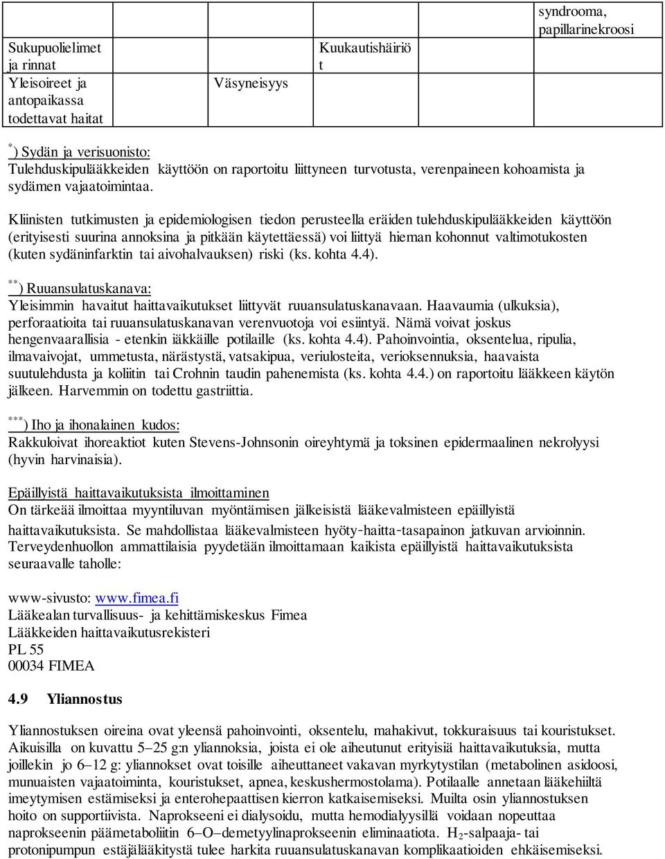 Kliinisten tutkimusten ja epidemiologisen tiedon perusteella eräiden tulehduskipulääkkeiden käyttöön (erityisesti suurina annoksina ja pitkään käytettäessä) voi liittyä hieman kohonnut