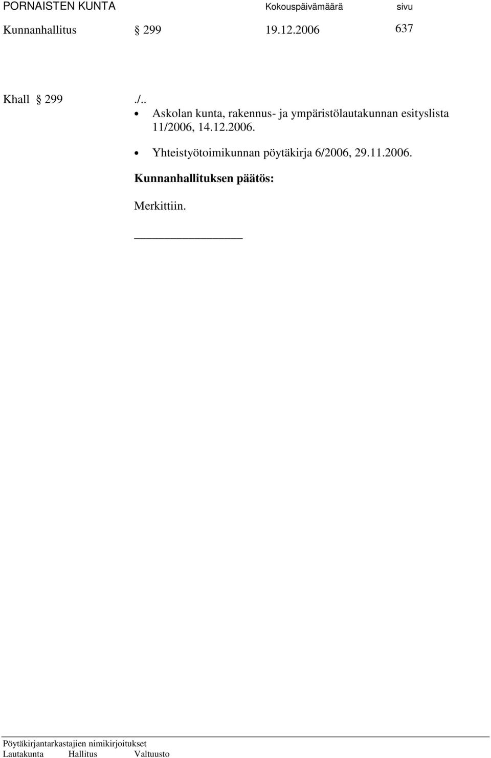 ympäristölautakunnan esityslista 11/2006, 14.12.