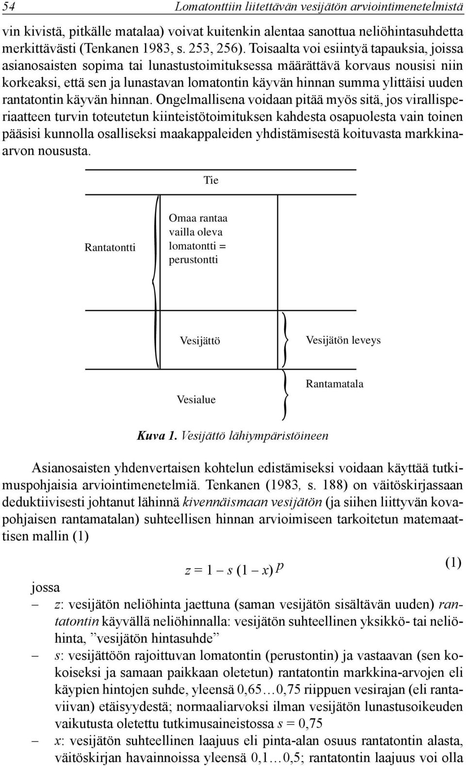 uuden rantatontin käyvän hinnan.