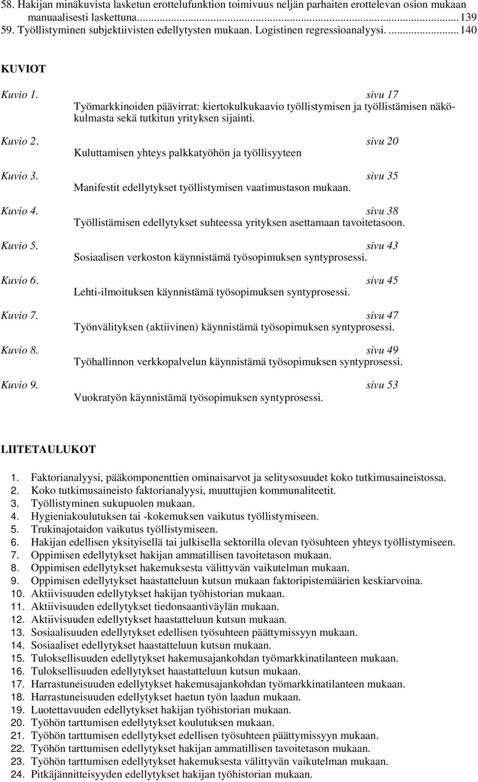 sivu 20 Kuluttamisen yhteys palkkatyöhön ja työllisyyteen Kuvio 3. sivu 35 Manifestit edellytykset työllistymisen vaatimustason mukaan. Kuvio 4.