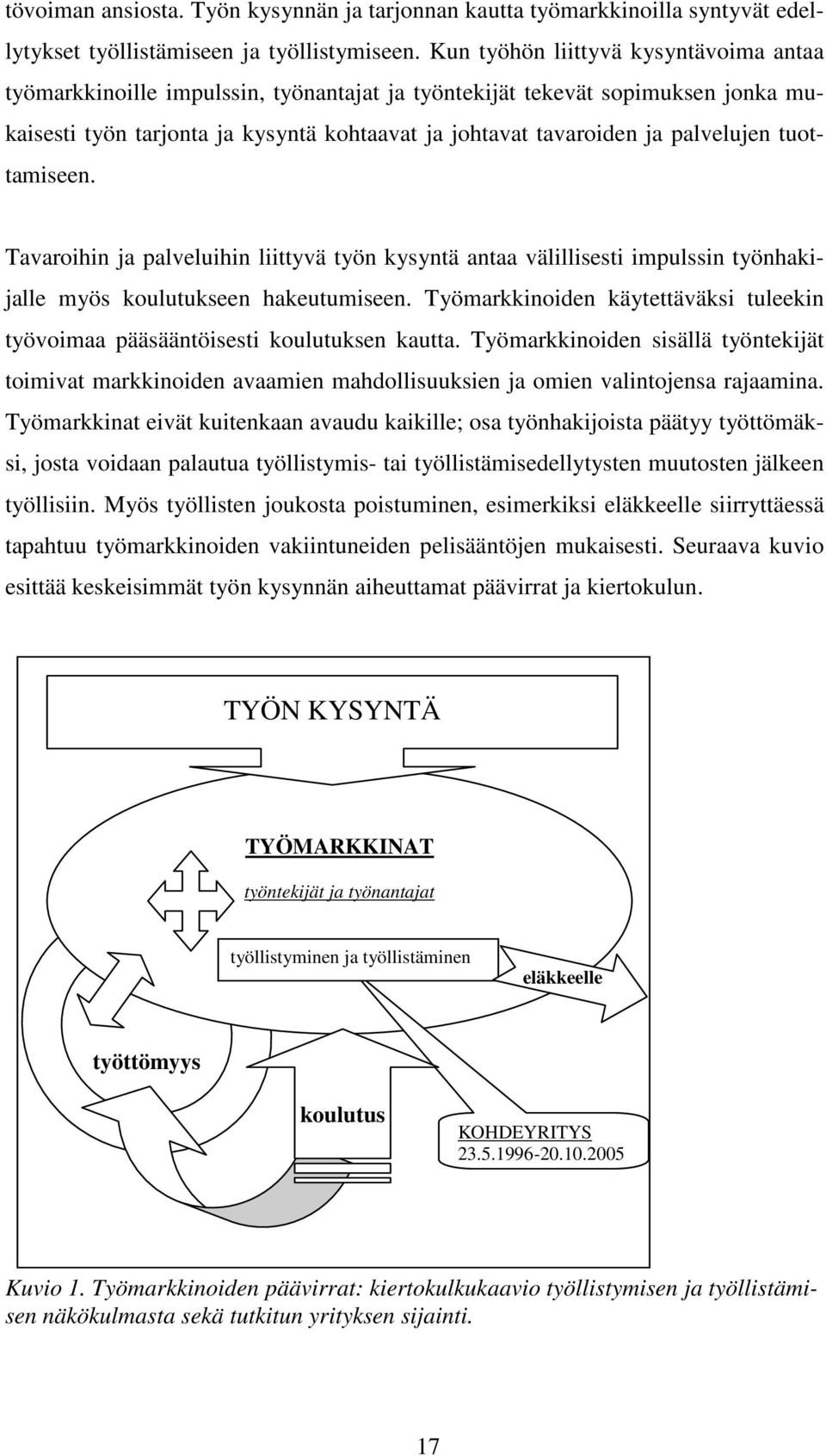 palvelujen tuottamiseen. Tavaroihin ja palveluihin liittyvä työn kysyntä antaa välillisesti impulssin työnhakijalle myös koulutukseen hakeutumiseen.