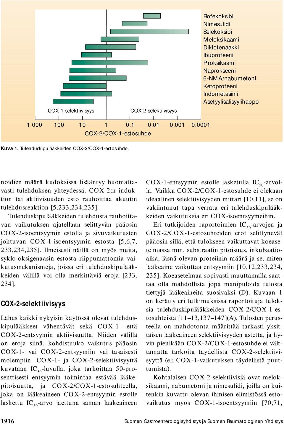 noidien määrä kudoksissa lisääntyy huomattavasti tulehduksen yhteydessä. COX-2:n induktion tai aktiivisuuden esto rauhoittaa akuutin tulehdusreaktion [5,233,234,235].