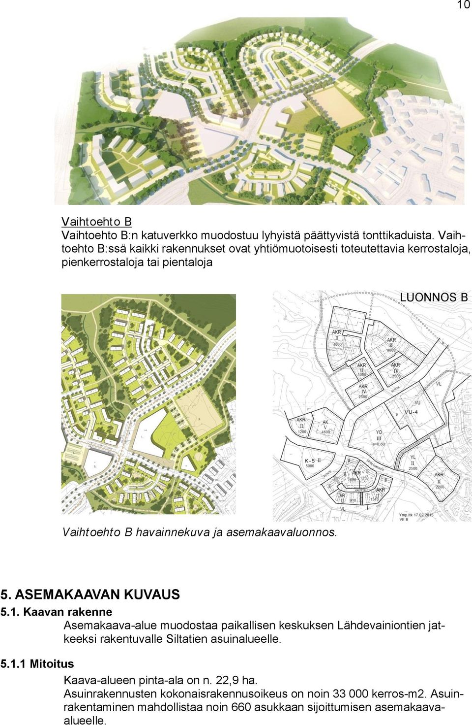 ja asemakaavaluonnos. 5. ASEMAKAAVAN KUVAUS 5.1.