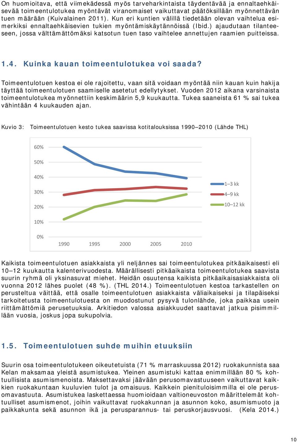 ) ajaudutaan tilanteeseen, jossa välttämättömäksi katsotun tuen taso vaihtelee annettujen raamien puitteissa. 1.4. Kuinka kauan toimeentulotukea voi saada?