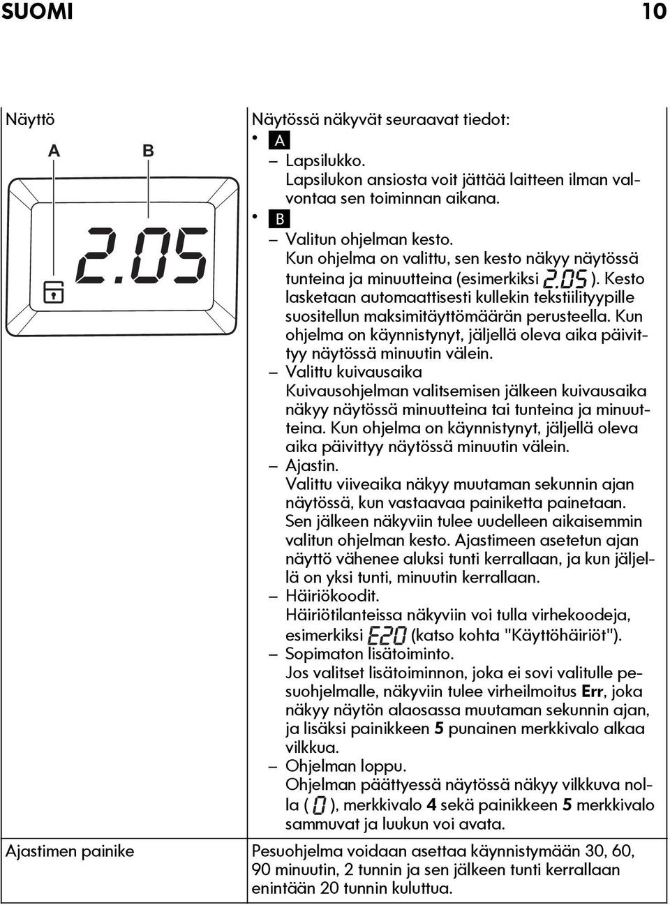 Kun ohjelma on käynnistynyt, jäljellä oleva aika päivittyy näytössä minuutin välein.