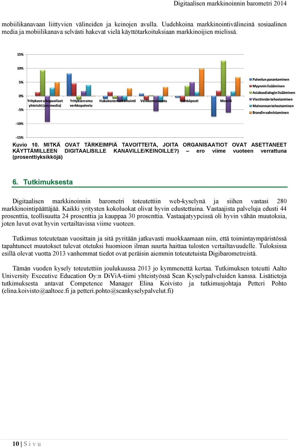 Tutkimuksesta Digitaalisen markkinoinnin barometri toteutettiin web-kyselynä ja siihen vastasi 280 markkinointipäättäjää. Kaikki yritysten kokoluokat olivat hyvin edustettuina.