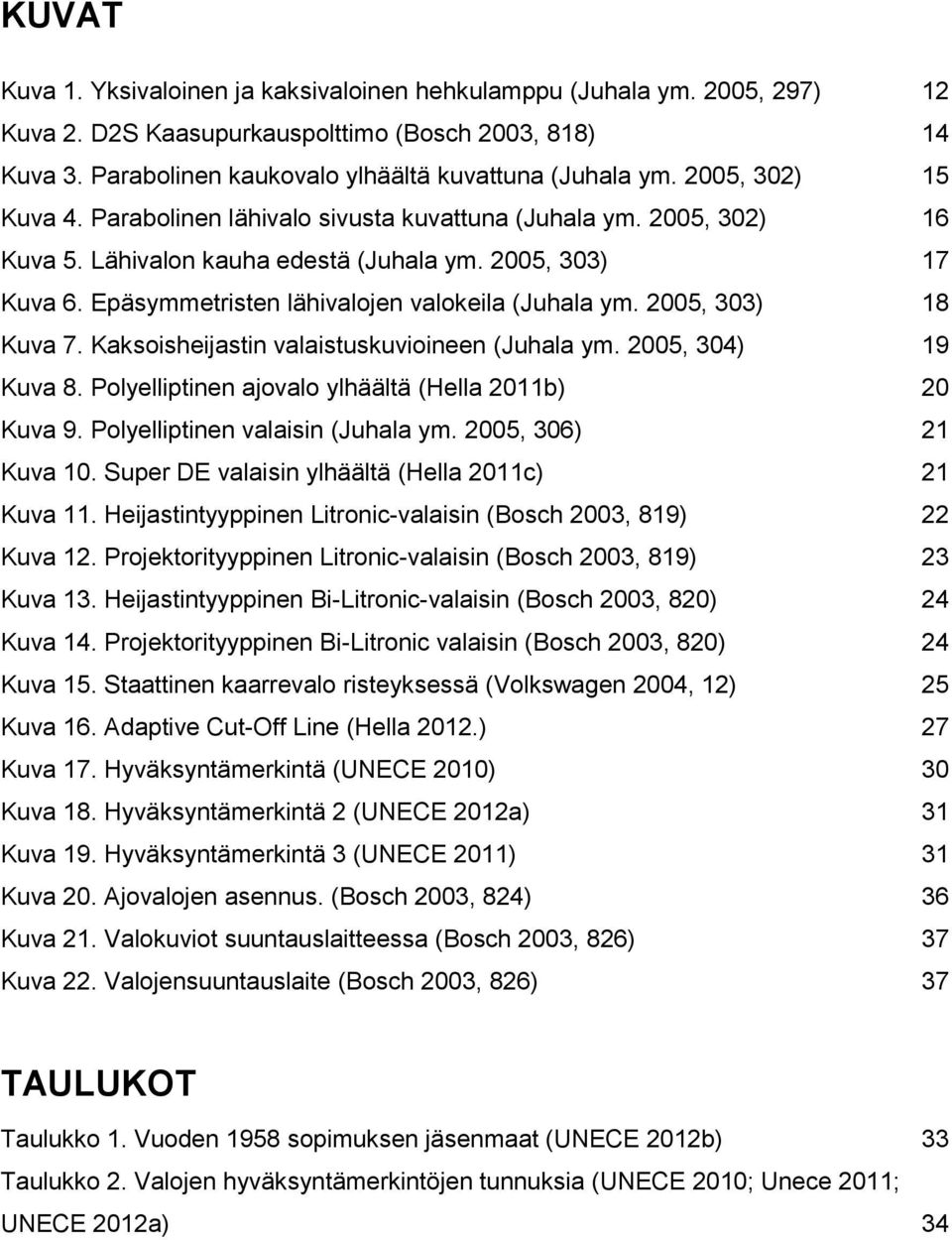 Epäsymmetristen lähivalojen valokeila (Juhala ym. 2005, 303) 18 Kuva 7. Kaksoisheijastin valaistuskuvioineen (Juhala ym. 2005, 304) 19 Kuva 8. Polyelliptinen ajovalo ylhäältä (Hella 2011b) 20 Kuva 9.